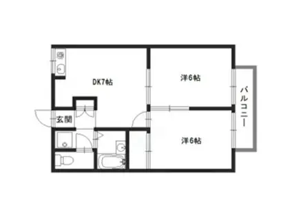 エステートピア宮ノ下II(2DK/1階)の間取り写真