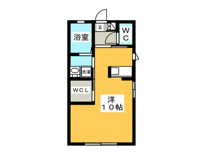 ローズハイムA(ワンルーム/1階)の間取り写真