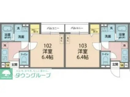 カインドネス厚木幸町(1K/1階)の間取り写真