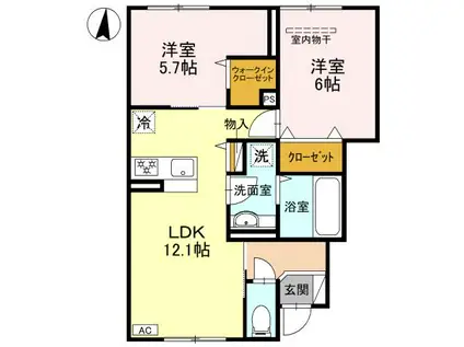 プティ・バレ(2LDK/1階)の間取り写真