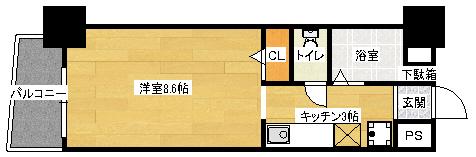 パティオ東荒神(1K/2階)の間取り写真