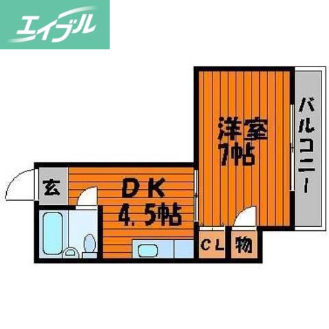 エバグリーン磨屋町(1DK/2階)の間取り写真