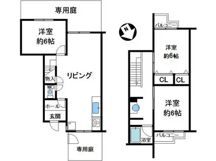 鈴蘭泉台第二5号棟(3LDK/1階)の間取り写真