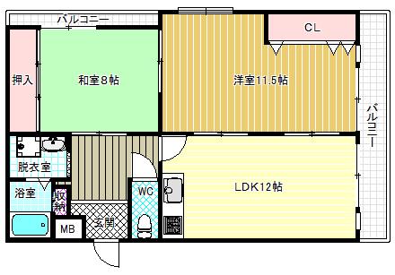 アビタシオンセイリョウ(2LDK/1階)の間取り写真