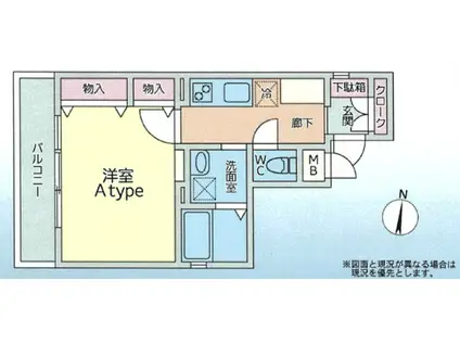 ブラウネスハイム両国(1K/4階)の間取り写真