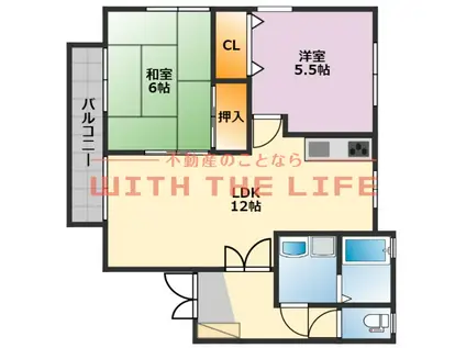 エクセルハイツ南(2LDK/2階)の間取り写真