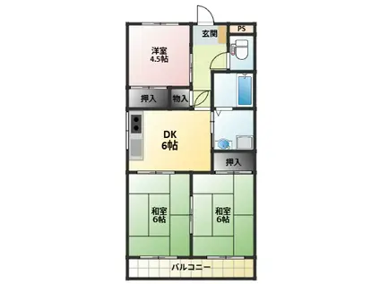 ロイヤルハイツ国母(3DK/1階)の間取り写真