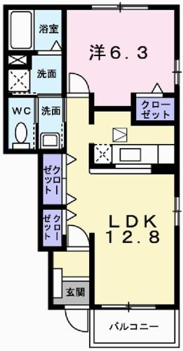 ササラビレッジ(1LDK/1階)の間取り写真