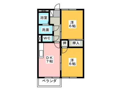 アビタシオン(2DK/2階)の間取り写真