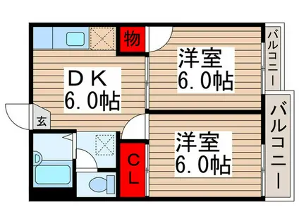 駅前グリーンハイム(2DK/2階)の間取り写真