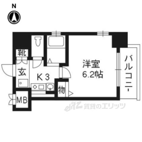 ベラジオ二条城前(1K/4階)の間取り写真