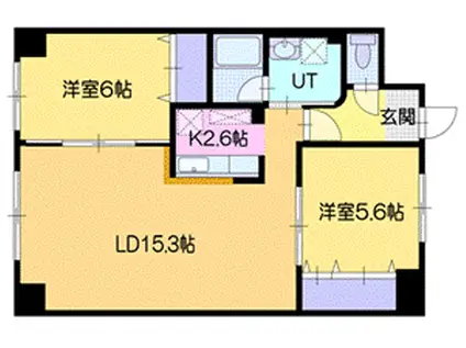 クラウンヒルズ(2LDK/2階)の間取り写真