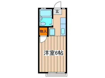 メイプルハウス(ワンルーム/2階)の間取り写真