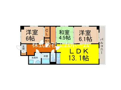 シティライフ城下(3LDK/4階)の間取り写真