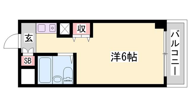 スカイコート姫路(1K/1階)の間取り写真