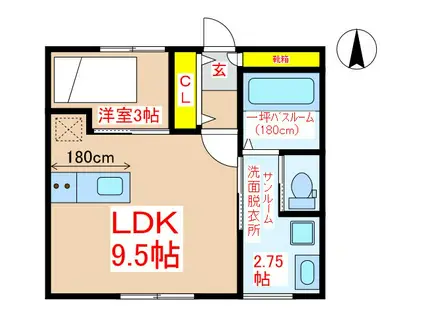 FAUSTO(1LDK/1階)の間取り写真