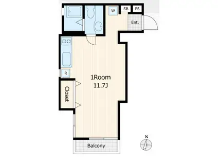 ハイツ高輪(ワンルーム/2階)の間取り写真