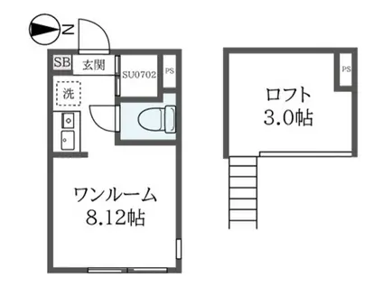 マルバ上板橋(ワンルーム/1階)の間取り写真