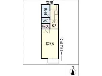 ハイムブルーメ(1K/2階)の間取り写真