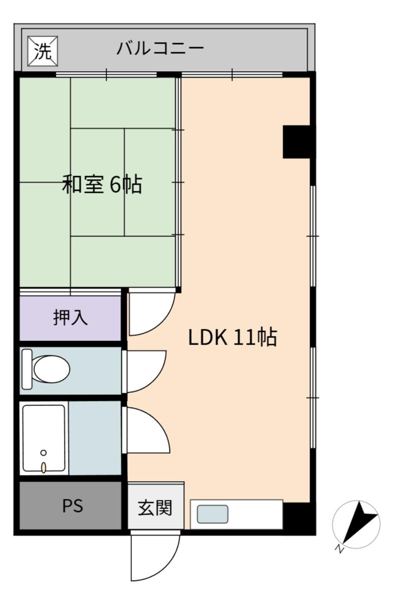 アジュール吉浜(1LDK/2階)の間取り写真