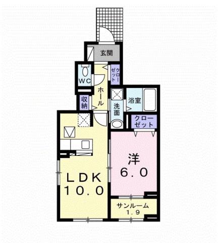 カレント グレイスフル Ⅰ(1LDK/1階)の間取り写真