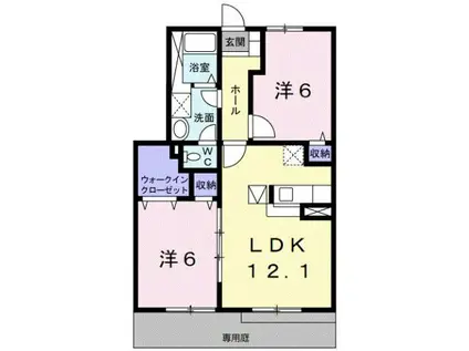 プロメナーデ名草(2LDK/1階)の間取り写真