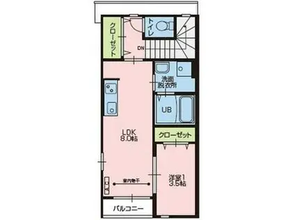 ドゥーメゾン(1LDK/2階)の間取り写真