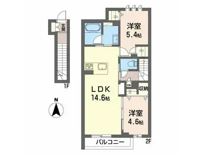シティプラザ本町 C棟(2LDK/2階)の間取り写真