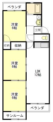 大谷ヒルズA・B・C棟(3LDK/3階)の間取り写真