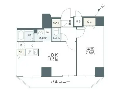 グルーブ神戸元町アリア(1LDK/4階)の間取り写真
