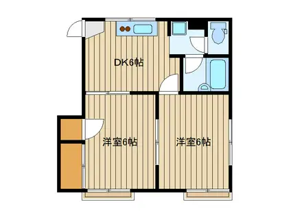 ホープハイム(2DK/1階)の間取り写真