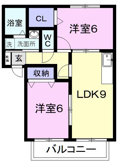 エバーライフワン(2LDK/1階)の間取り写真