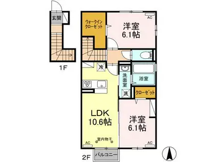 グラン・ウィン/グラン・マム グラン・ウ(2LDK/2階)の間取り写真