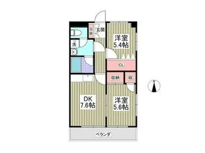 フローラ大塚弐番館(2DK/4階)の間取り写真