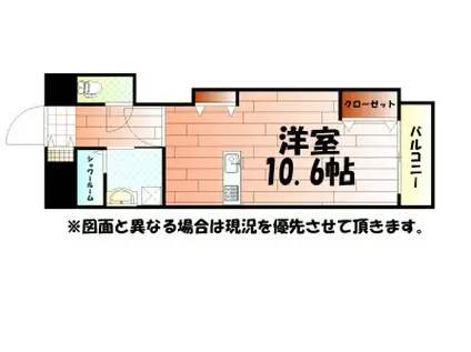 ブレリア三萩野(1K/8階)の間取り写真