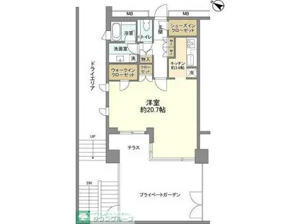 マスタービューレジデンス(1K/1階)の間取り写真