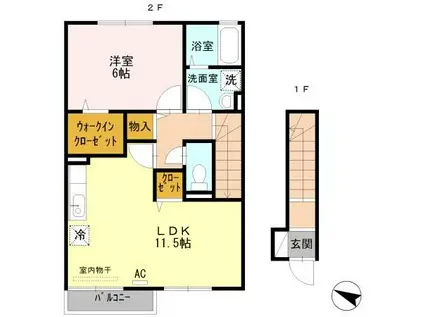 セジュール松本(1LDK/2階)の間取り写真