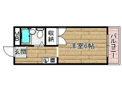クローバーMオザキB(1K/1階)の間取り写真