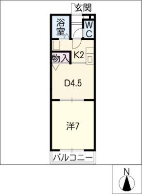 セレニール諸ノ木(1DK/2階)の間取り写真
