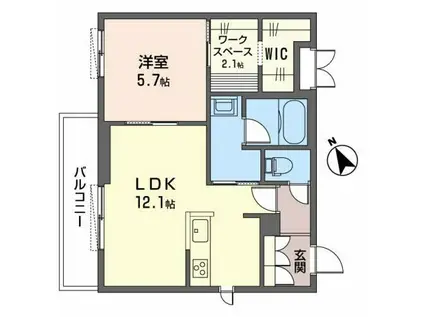 シャーメゾン・姫路ハイテール(1LDK/2階)の間取り写真