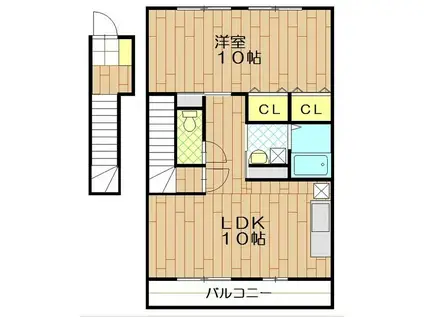 サンハイツ(1LDK/2階)の間取り写真