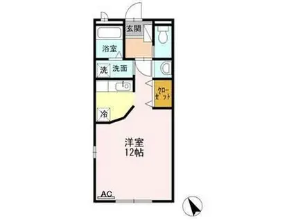 ガーデンコート ラ・フェスタ I(ワンルーム/2階)の間取り写真