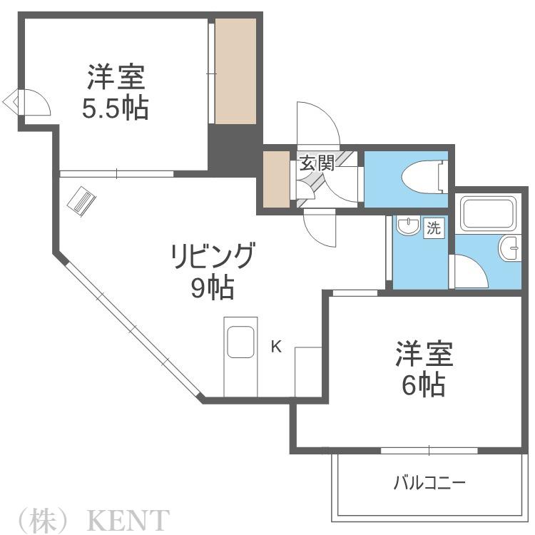 ファンシー西町(2LDK/2階)の間取り写真