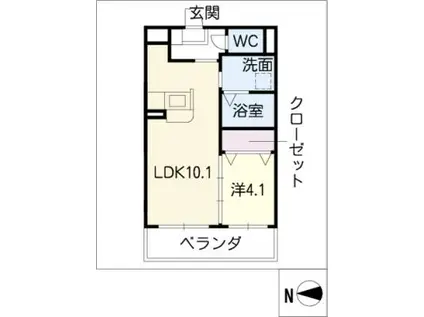 アンジュー(1LDK/1階)の間取り写真