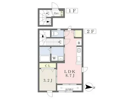 グランメールIG(1LDK/2階)の間取り写真