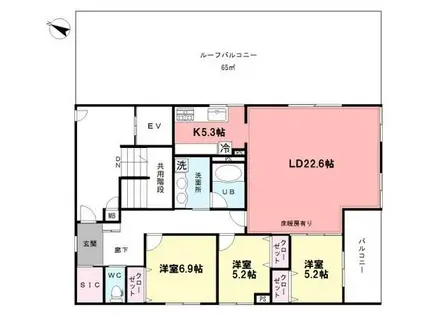 プラチナテラス・ロイロ(3LDK/3階)の間取り写真