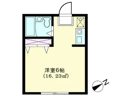 フォークレイドル(1K/1階)の間取り写真