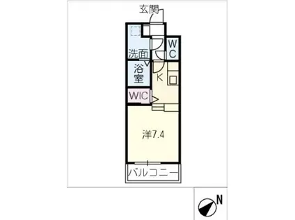 ルネス上浜(1K/4階)の間取り写真