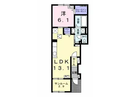 アリア エステートII(1LDK/1階)の間取り写真