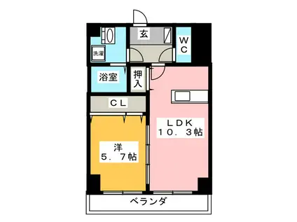 フィラトゥーラ山本被服第一ビル(1LDK/3階)の間取り写真